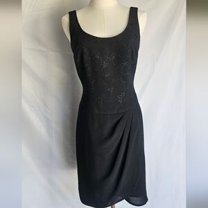 VTG Laundry By Shelli Segal Floral Embroidery Midi Dress Size 4
